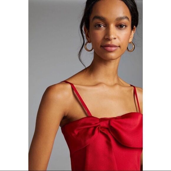 Anthropologie - Hutch Red Bow-Front Slip Midi - Picture 8 of 11